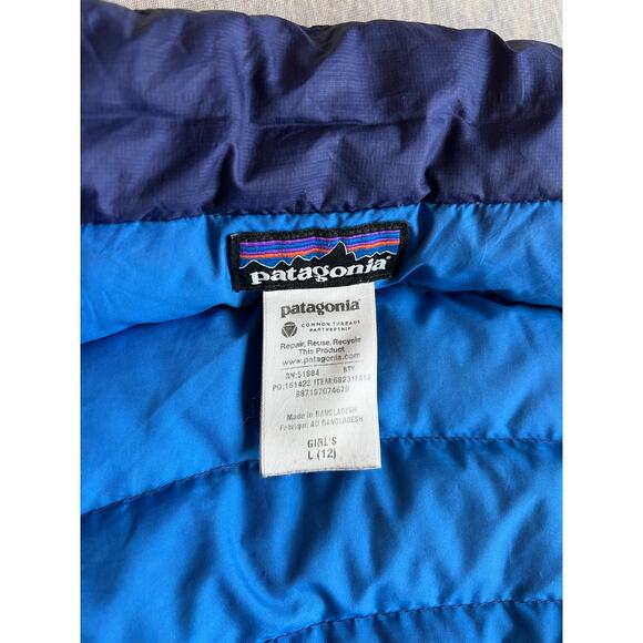 Patagonia Kids girls large Patagonia Down Sweater Puffer Jacket purple coat - Picture 9 of 9